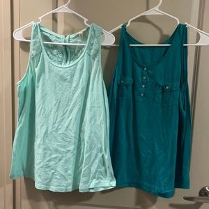 Two XL Green Tank Tops